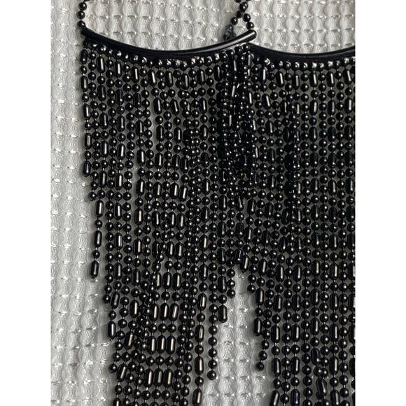 Mia Collection Black French Hook Drop Tassel Earrings - Picture 2 of 7